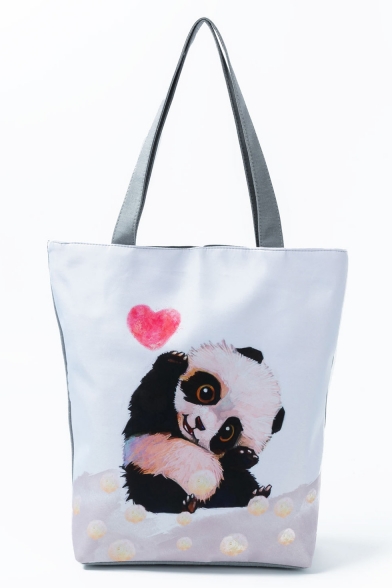Cute Cartoon Panda Printed Large Capacity White Shoulder Bag 27*11*38 CM