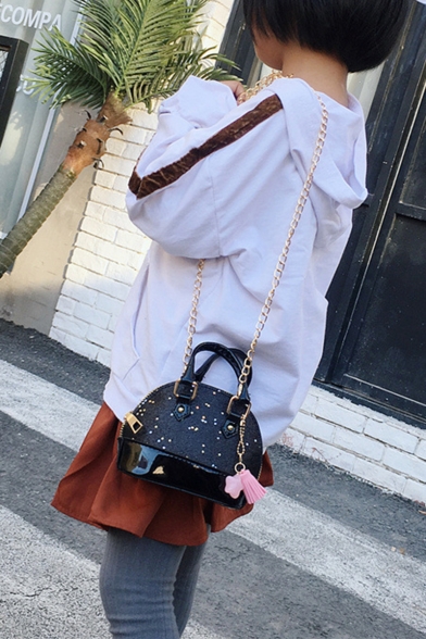 Fashion Stars Pattern Tassel Embellishment Mini Sequined Satchel Shoulder Bag