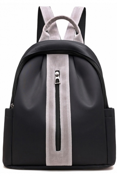 Fashion Women's Colorblock Patchwork Black Oxford Cloth Travel Backpack 31*25*12 CM