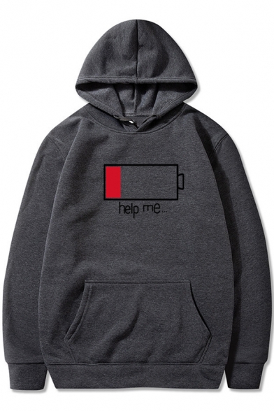 Funny Letter HELP ME Graphic Printed Long Sleeve Casual Loose Hoodie