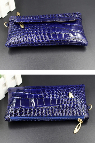 New Fashion Crocodile Pattern PU Clutch Purse with Zipper for Women 21*11*2 CM