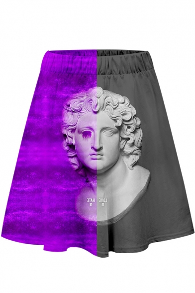New Stylish Vaporwave Cool 3D Printed Elastic Waist Mini A-Line Dress