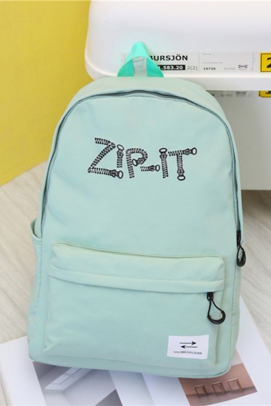 New Stylish ZIRIT Letter Pattern Solid Color Canvas Varsity Backpack for Girls 44*32*12 CM