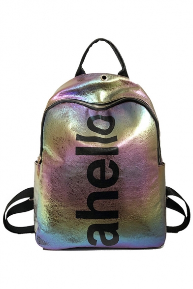 Trendy letter Tie Dyeing printed Soft Synthetic Leather Leisure Bag School Backpack 38*28*12 CM