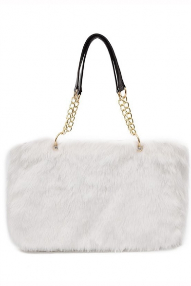 Trendy Plain Large Capacity Plush Handbag Shoulder Tote Bag 47*11*29 CM