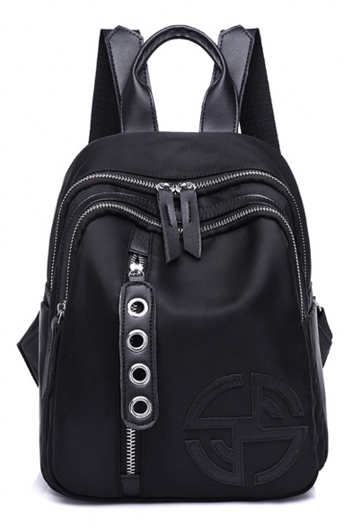 Women's Personalized Emboss Pattern Black Nylon Travel School Bag Backpack 28*20*12 CM