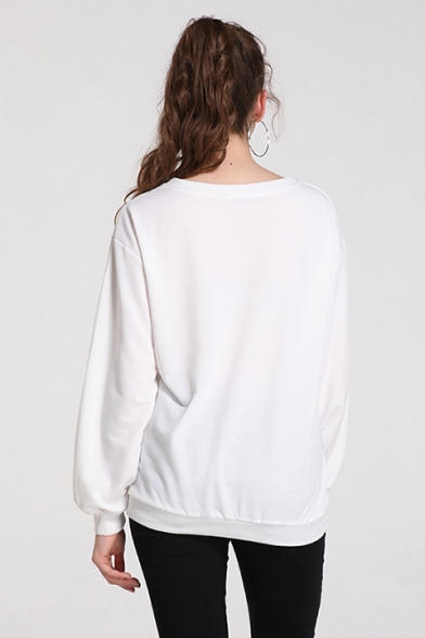 Fashion Smile Face Letter MK FALLEN ANGEL Printed Crewneck Long Sleeve Pullover Sweatshirt