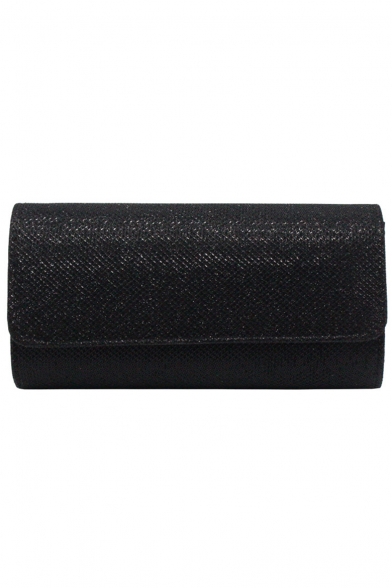 Minimalist Solid Color Glitter Evening Clutch Bag with Chain Strap 20*10*5 CM