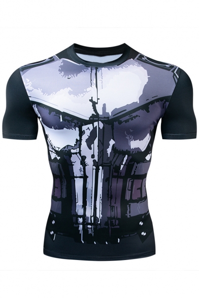 New Trendy Endgame Quantum Battle Suit Short Sleeve Round Neck Quick Drying Sport Running Fitted Black T-Shirt