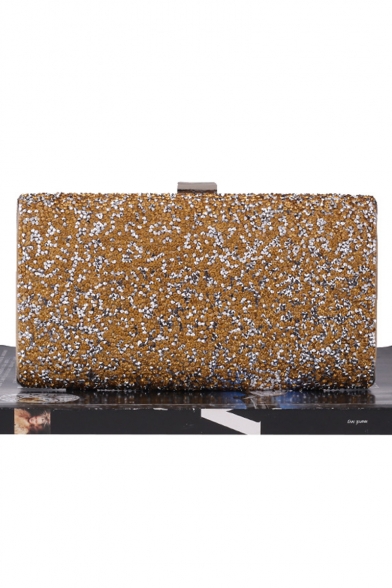New Trendy Plain Sequined Glitter Box Clutch Bag for Women 22*12*5 CM