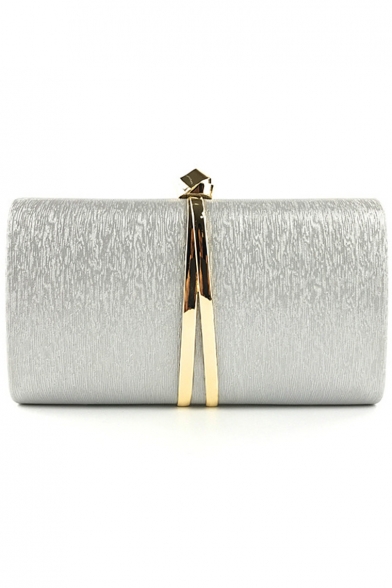 Trendy Plain Metal Embellishment Evening Clutch Bag for Women 19.3*4.5*11 CM