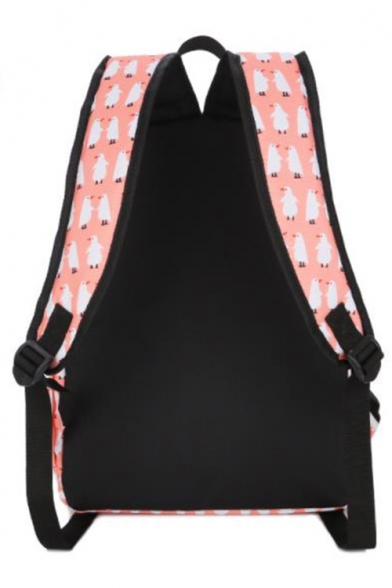 Cute Cartoon Penguin Printed Orange Waterproof Nylon School Bag Backpack 33*12*40 CM