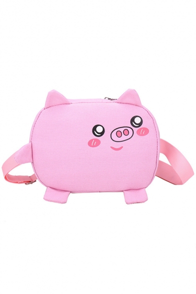 Cute Cartoon Pig Pattern Canvas Messenger Bag for Juniors 26*7*18 CM
