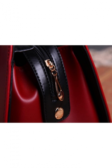 Fashion Plain Bow-knot Embellishment Leather Tape Patched Commuter Satchel Handbag 30*12*22 CM