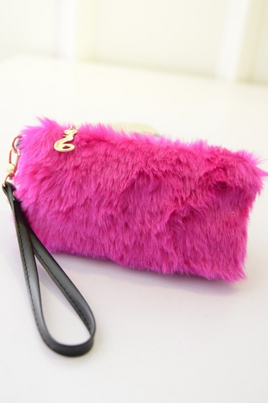Fashion Solid Color Plush Evening Bag Clutch Purse 20*10*3 CM