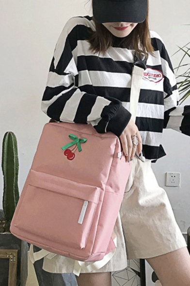 Lovely Bow-knot Fruit Pattern Multipurpose School Backpack Crossbody Shoulder Bag 26*12*34 CM