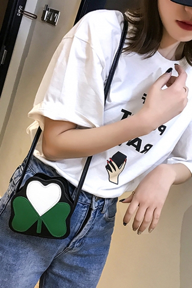 Lovely Color Block Floral Pattern Mini Crossbody Purse for Kids 13*5*13 CM