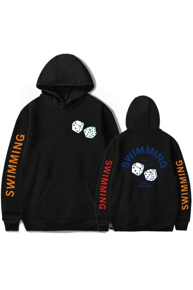 New Fashion Cool Dice Letter SWIMMING Graphic Printed Long Sleeve Sport Unisex Hoodie