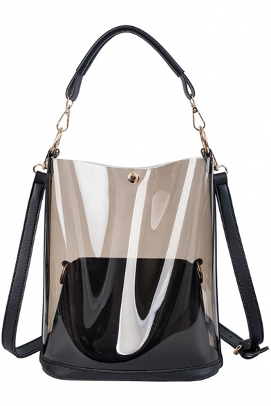 New Trendy Plain Portable Transparent Shoulder Bag for Women 25*10*27 CM