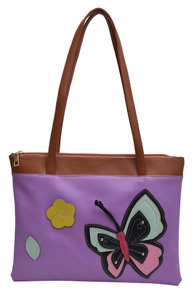 Popular Floral Butterfly Pattern Tote Bag with Zipper 35*4*27 CM