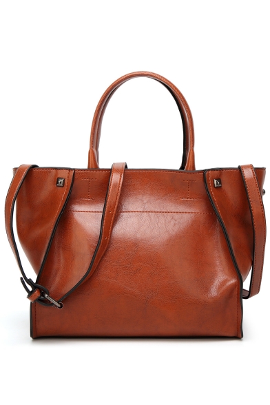 Simple Fashion Large Capacity Solid Color PU Leather Shoulder Tote Handbag for Women 29*12*25 CM