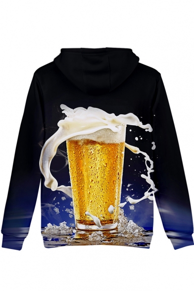 Stylish Unique Beer 3D Printed Long Sleeve Casual Relaxed Unisex Drawstring Hoodie
