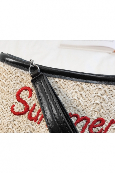 SUMMER Letter Pattern Weave Shoulder Crossbody Bag 15.5*18*8 CM