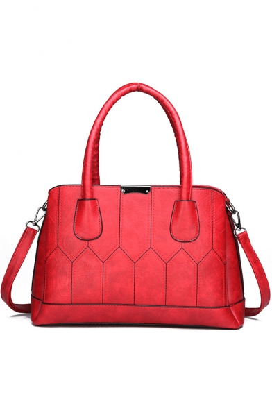 Women's Fashion Plain Sewing Thread Work Satchel Shoulder Handbag 33*13.5*22 CM