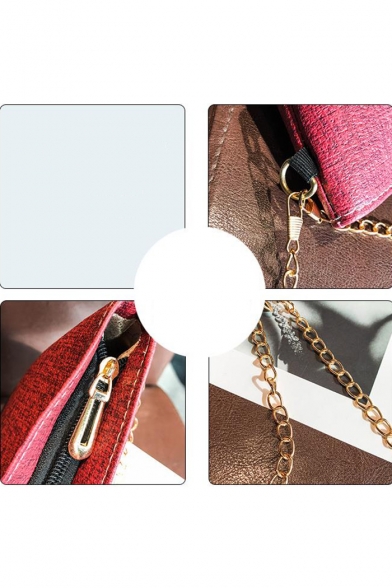 Fashion Color Block Crossbody Bucket Bag with Chain Strap 26*6*20 CM