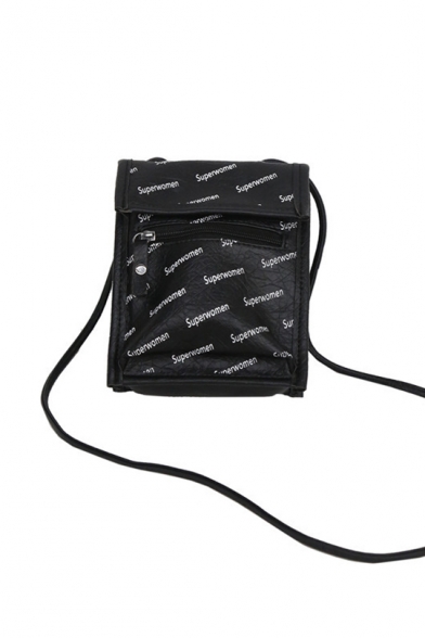 Fashion Letter SUPERWOMEN Printed Zipper Crossbody Cell Phone Purse 15.5*9*20 CM