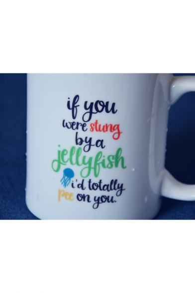 Funny Letter IF YOU WERE STUNG Pattern White Porcelain Mug Cup