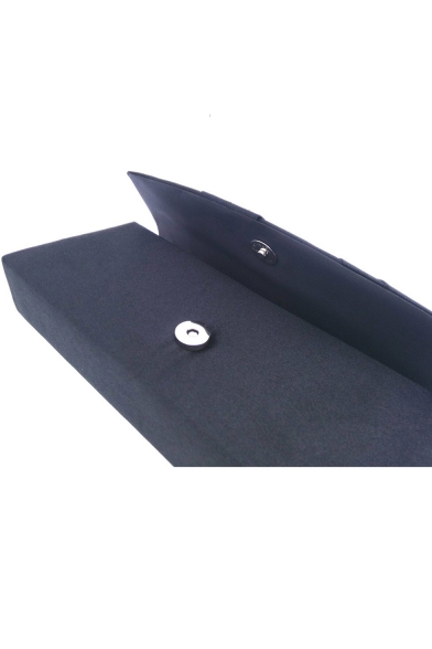 Stylish Plain Rhinestone Patched Ruffle Detail Evening Clutch Bag 26*5*10 CM