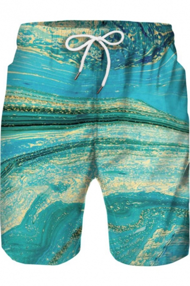 Summer Cool Wave Star Pattern Drawstring Waist Holiday Parent-Child Beach Swim Shorts