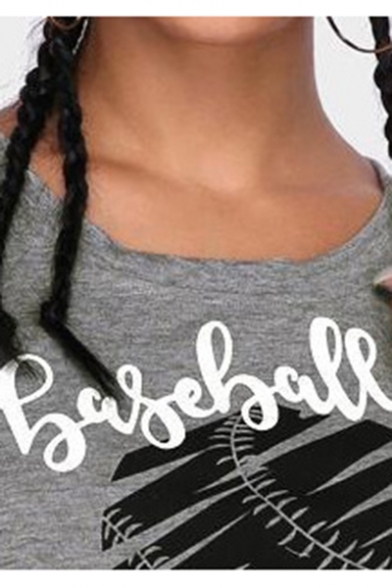 Summer Hot Fashion Baseball Mom Printed Letter Round Neck Sleeveless Grey Tank For Women