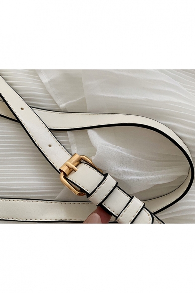 Casual Colorblock Plaid Pattern PU Leather Transparent Crossbody Shoulder Bag for Women 15*23.5*6 CM
