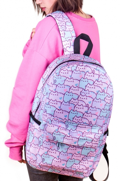 Cute Cartoon Cat Printed Large Capacity School Bag Backpack 28*14*47 CM