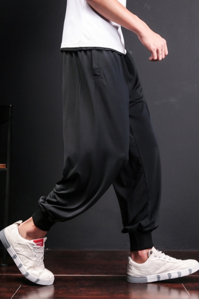Guys Basic Simple Plain Loose Casual Linen Bloomers Pants