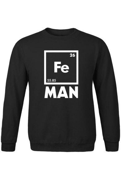 Hip Hop Style Cool Unique Square Letter Fe MAN Printed Crewneck Long Sleeve Pullover Sweatshirt