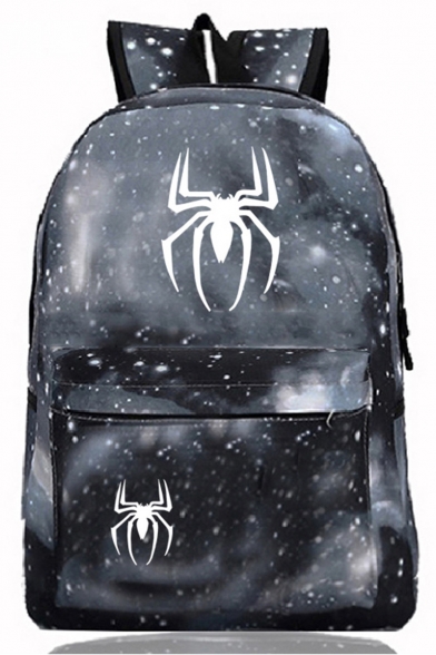 Hot Fashion Spider Galaxy Starry Sky Printed Sports Bag School Backpack with Zipper 31*14*45 CM