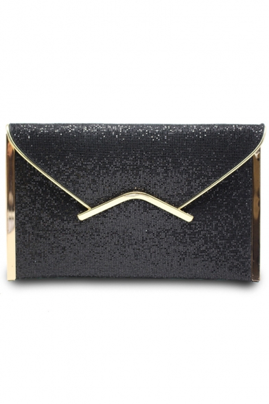 New fashion Plain Metal Edge Glitter Evening Clutch Envelope Bag 30*18 CM