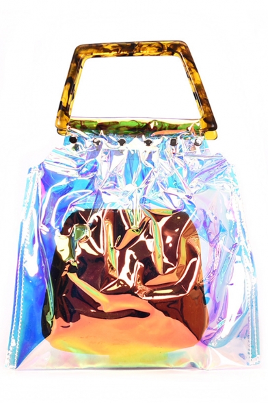New Trendy Plain Transparent Laser Top Handle Tote Handbag 26*28*2 CM