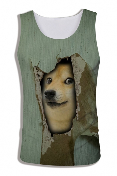 Summer Cool Unique 3D Dog Print Round Neck Sleeveless Tank Top