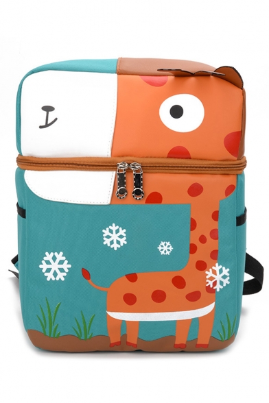 Cute Cartoon Giraffe Pattern Zipper School Bag Backpack for Junior 24*11*32 CM