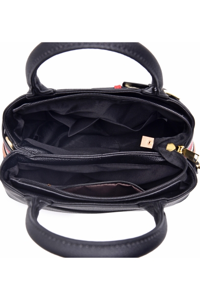 Designer Fashion Colorblock Belt Buckle Embellishment Commuter Satchel Handbag 31*13*20 CM