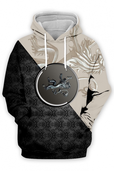 Hot Popular Game of Thrones House Badge Animal Printed Fashion Two-Tone Casual Sport Hoodie
