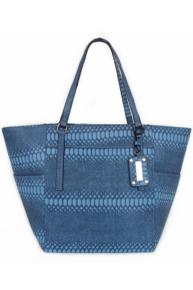 Stylish Snakeskin Pattern Solid Color Zipper Shoulder Bag Tote Shopper Bag 43*30*20 CM