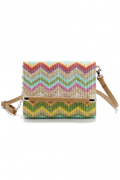 Summer Fashion Bohemian Style Multi-colored Wave Pattern Crossbody Handbag 20.5*5*16.5 CM