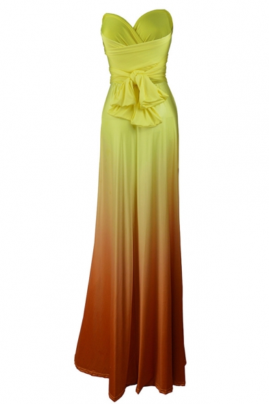 Women's Hot Fashion Convertible V-Neck Sleeveless Ombre Printed Backless Maxi Slip Dress