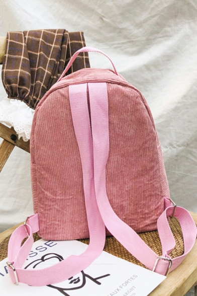 Big Capacity New Cartoon Animal Plush Balls Embellishment Corduroy Leisure School Bag Backpack for Girls 32*26*12 CM