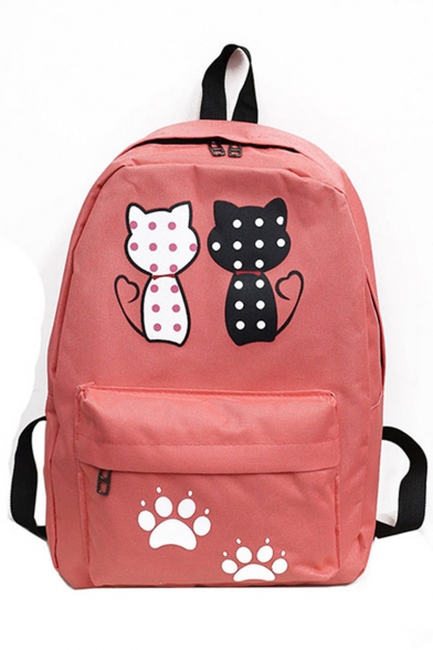 Cute Cartoon Polka Dot Cat Printed Waterproof Nylon School Bag Backpack 28*12*39 CM